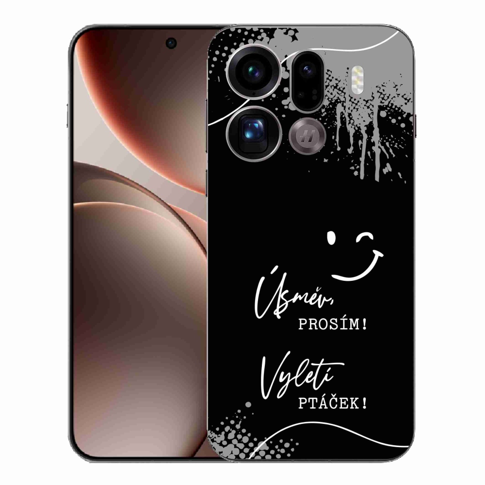 Gél borító mmCase az Oppo Find X9 Pro készülékhez - vicces szöveg 4 fekete háttérrel