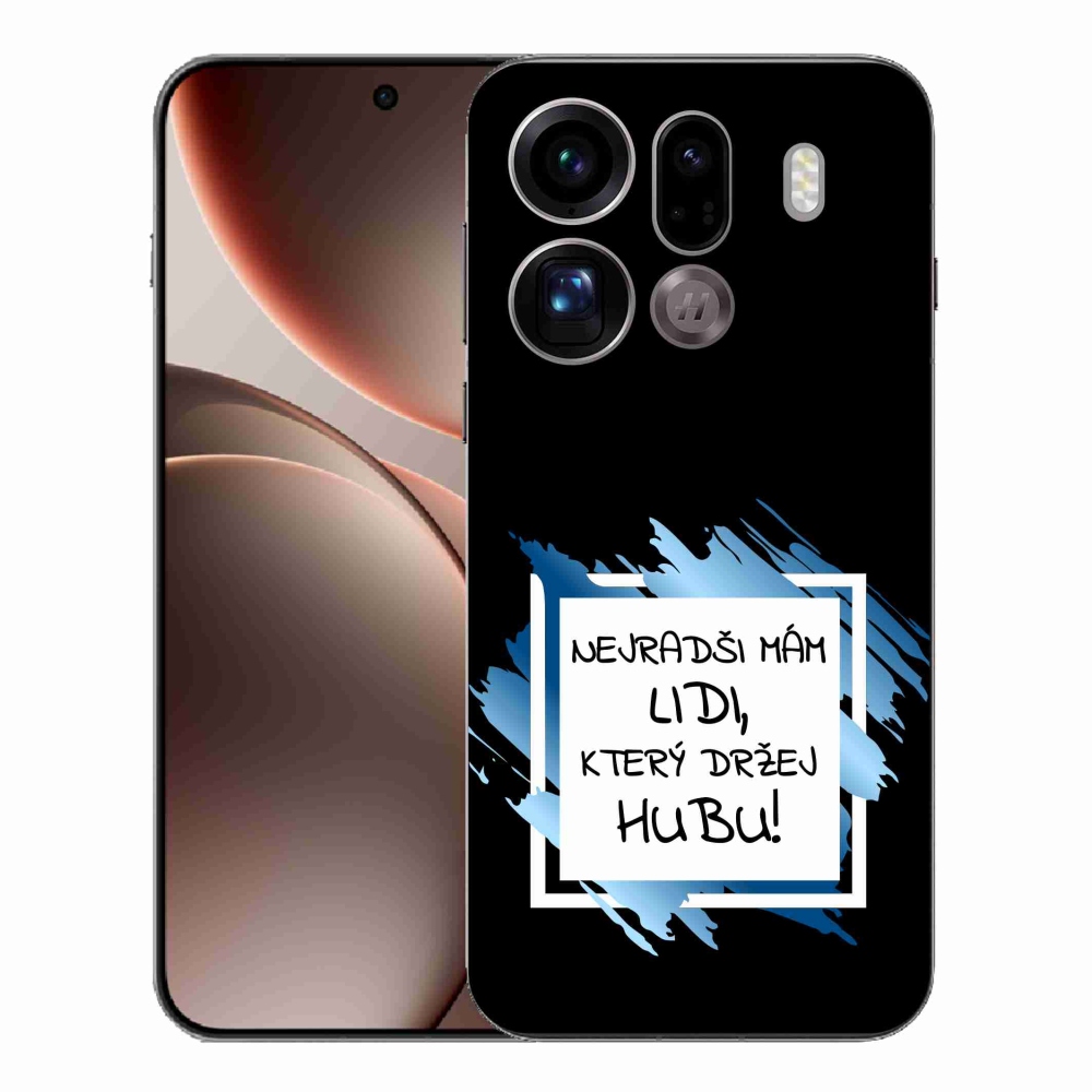 Gél borító mmCase az Oppo Find X9 Pro készülékhez - vicces szöveg 7 fehér és fekete háttérrel