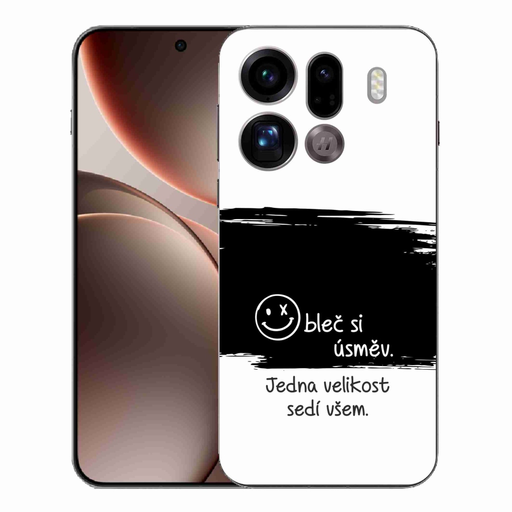 Gél borító mmCase az Oppo Find X9 Pro készülékhez - vicces szöveg 8 fekete-fehér háttérrel