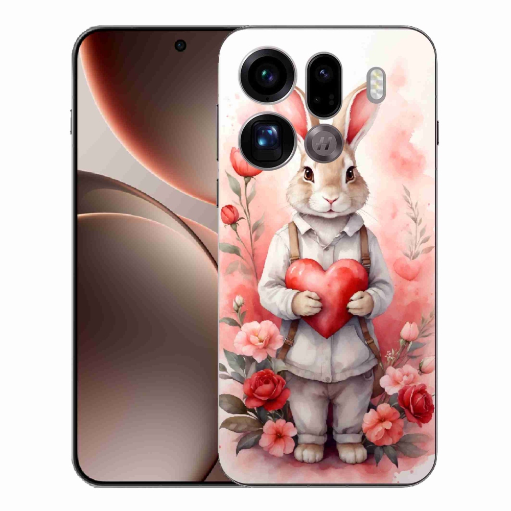 Gél borítás mmCase az Oppo Find X9 Pro számára - nyúl szívvel