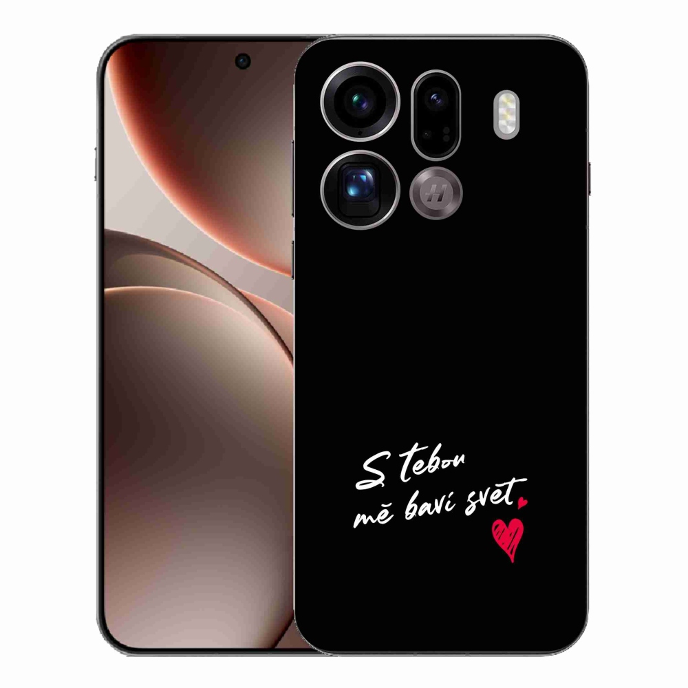 Gél borítás mmCase az Oppo Find X9 Pro készülékhez - szerelmes szöveg 1 fekete háttér