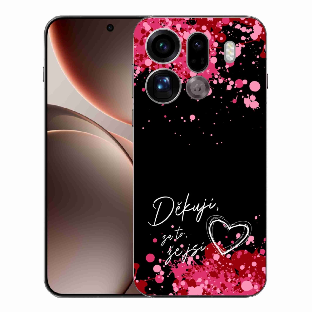 Gél borító mmCase Oppo Find X9 Pro - szerelem szöveg 2 fekete háttérrel