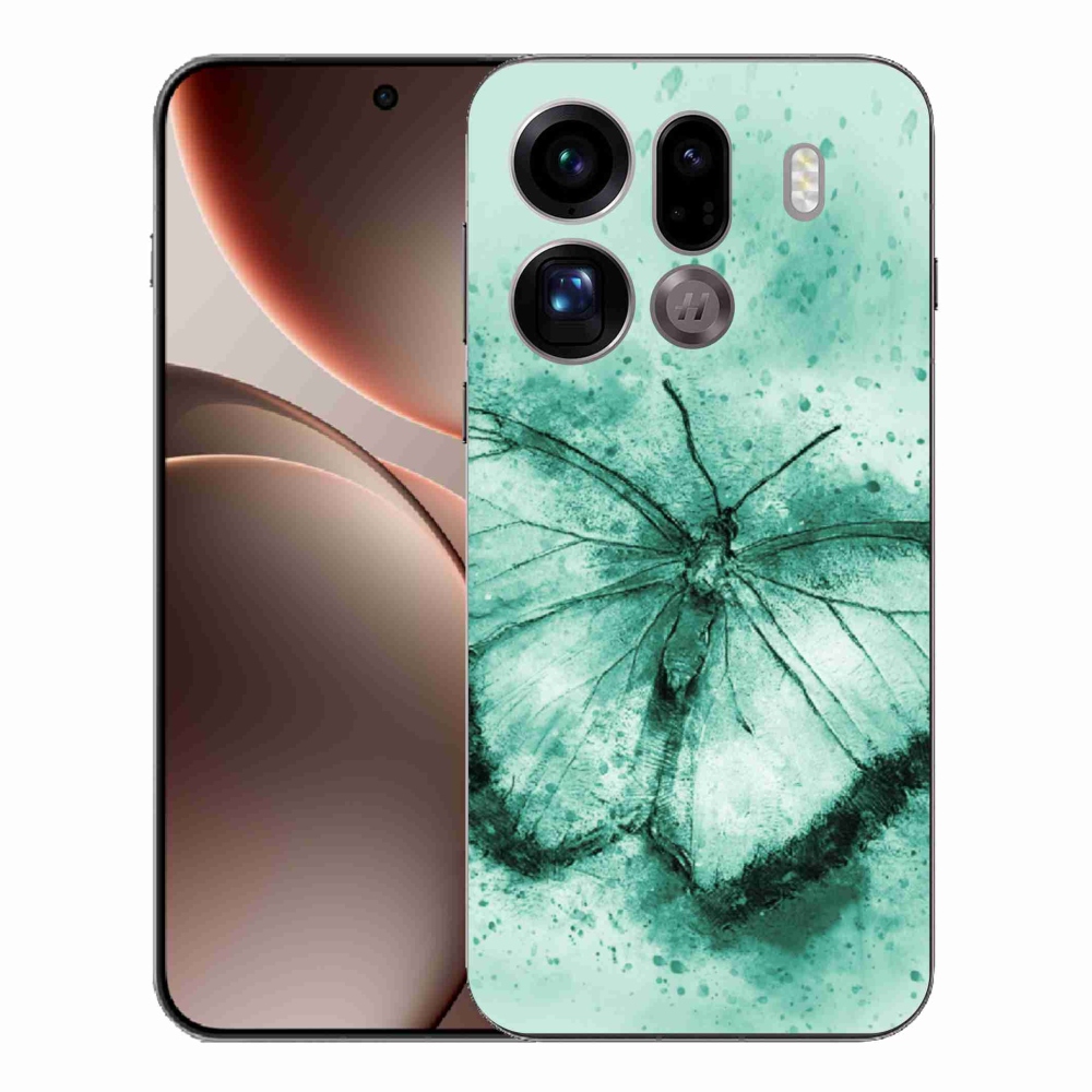 Gél borítás mmCase az Oppo Find X9 Pro készülékhez - zöld pillangó
