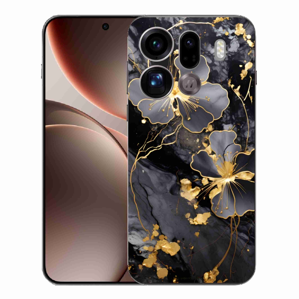 Gél borítás mmCase az Oppo Find X9 Pro számára - arany virágok