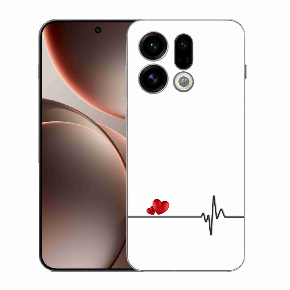 Gél borítás mmCase Oppo Find X9 - szív és szívverés fehér háttérrel