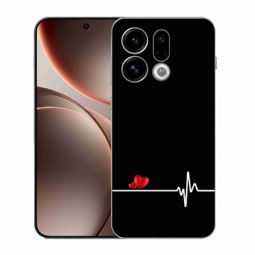 Gél borító mmCase az Oppo Find X9-en - szív és szívverés fekete háttérrel