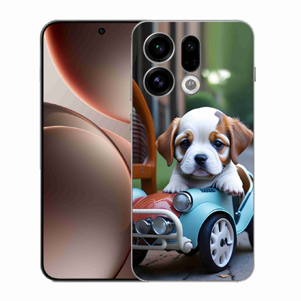 Gél borító mmCase az Oppo Find X9-hez - kiskutya a retro autóban