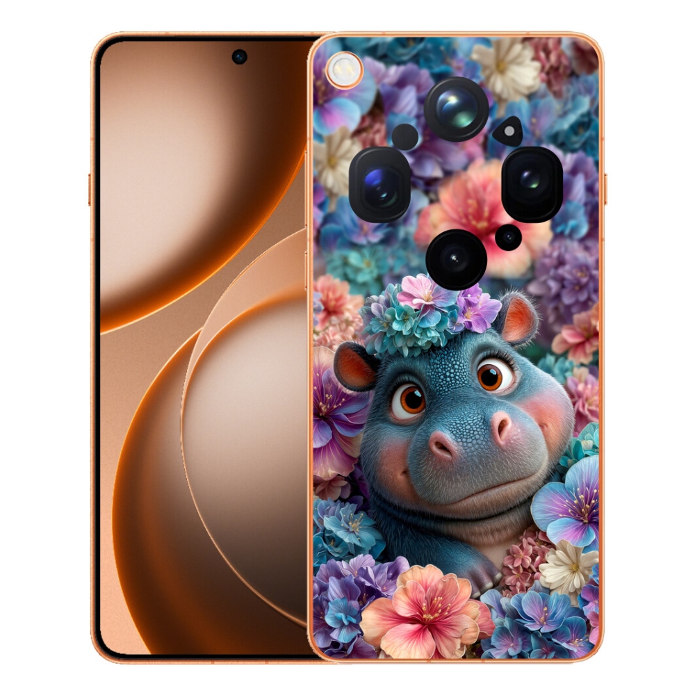 mmCase géltok az Oppo Find X9 Ultra-hoz – virágokkal díszített víziló