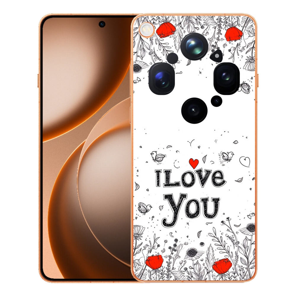 mmCase gél tok az Oppo Find X9 Ultra-hoz – „I love you” fehér háttérrel