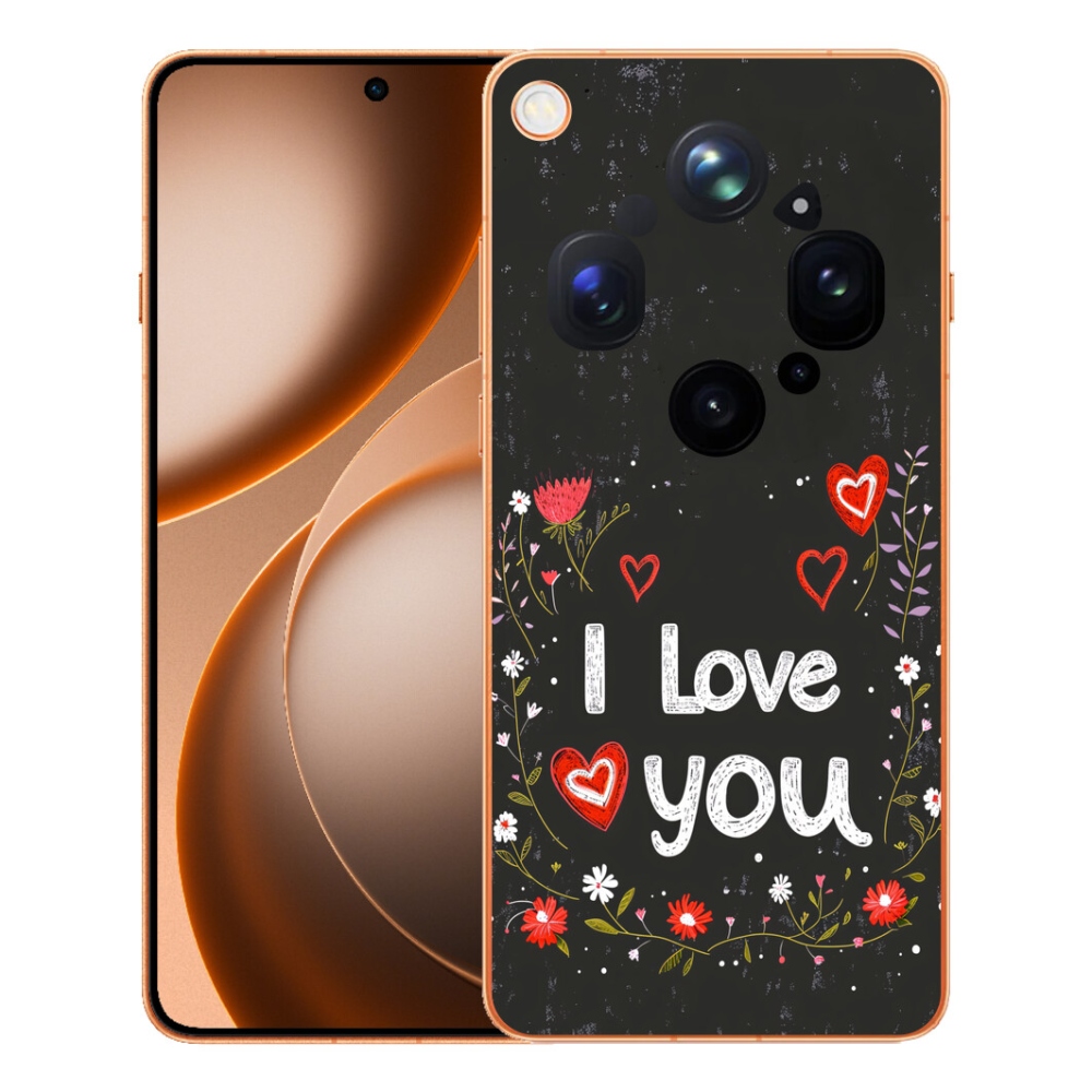 mmCase géltok az Oppo Find X9 Ultra-hoz – „I love you” fekete háttérrel