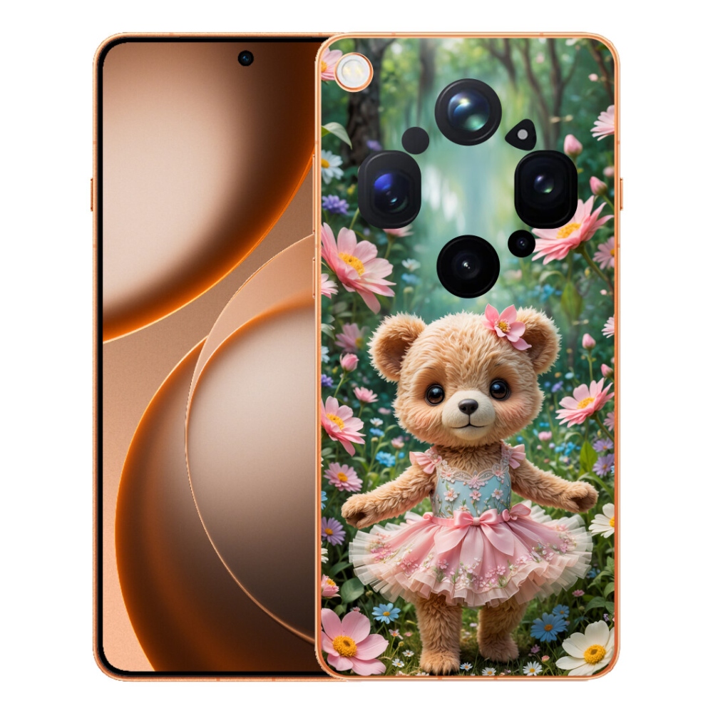 mmCase gél tok az Oppo Find X9 Ultra-hoz – aranyos mackó virágok között
