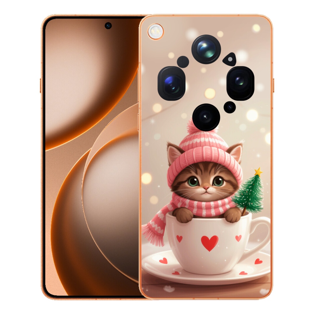 mmCase gél tok az Oppo Find X9 Ultra-hoz – karácsonyi cica egy csészében