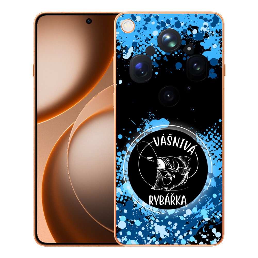 mmCase gél tok az Oppo Find X9 Ultra-hoz – szenvedélyes horgász, fekete háttérrel