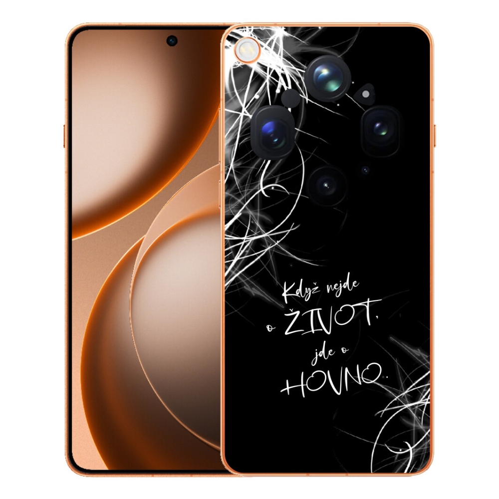 mmCase gél tok az Oppo Find X9 Ultra-hoz – vicces felirat, 16, fekete háttér