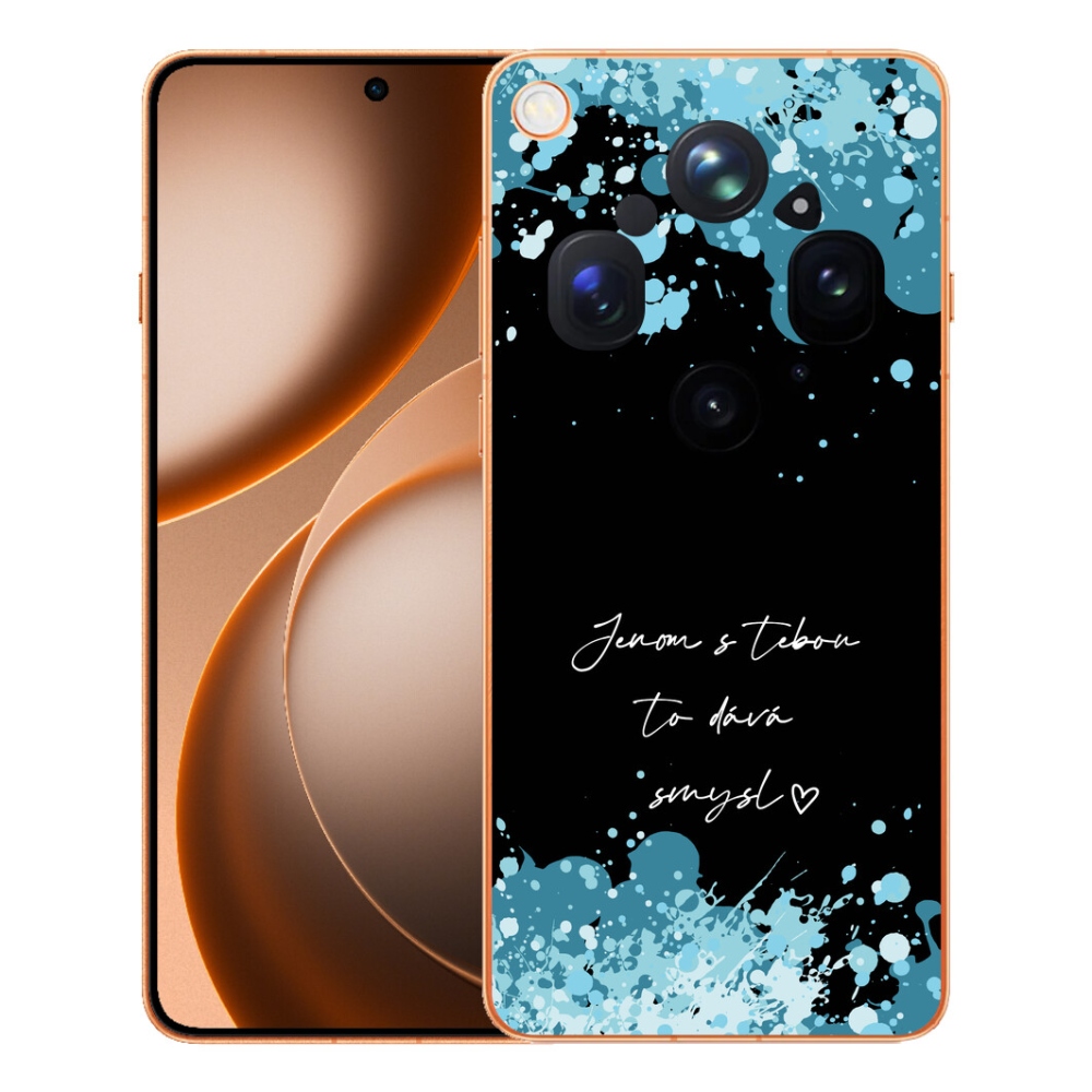 mmCase géltok az Oppo Find X9 Ultra-hoz – szerelmes felirat fekete háttérrel