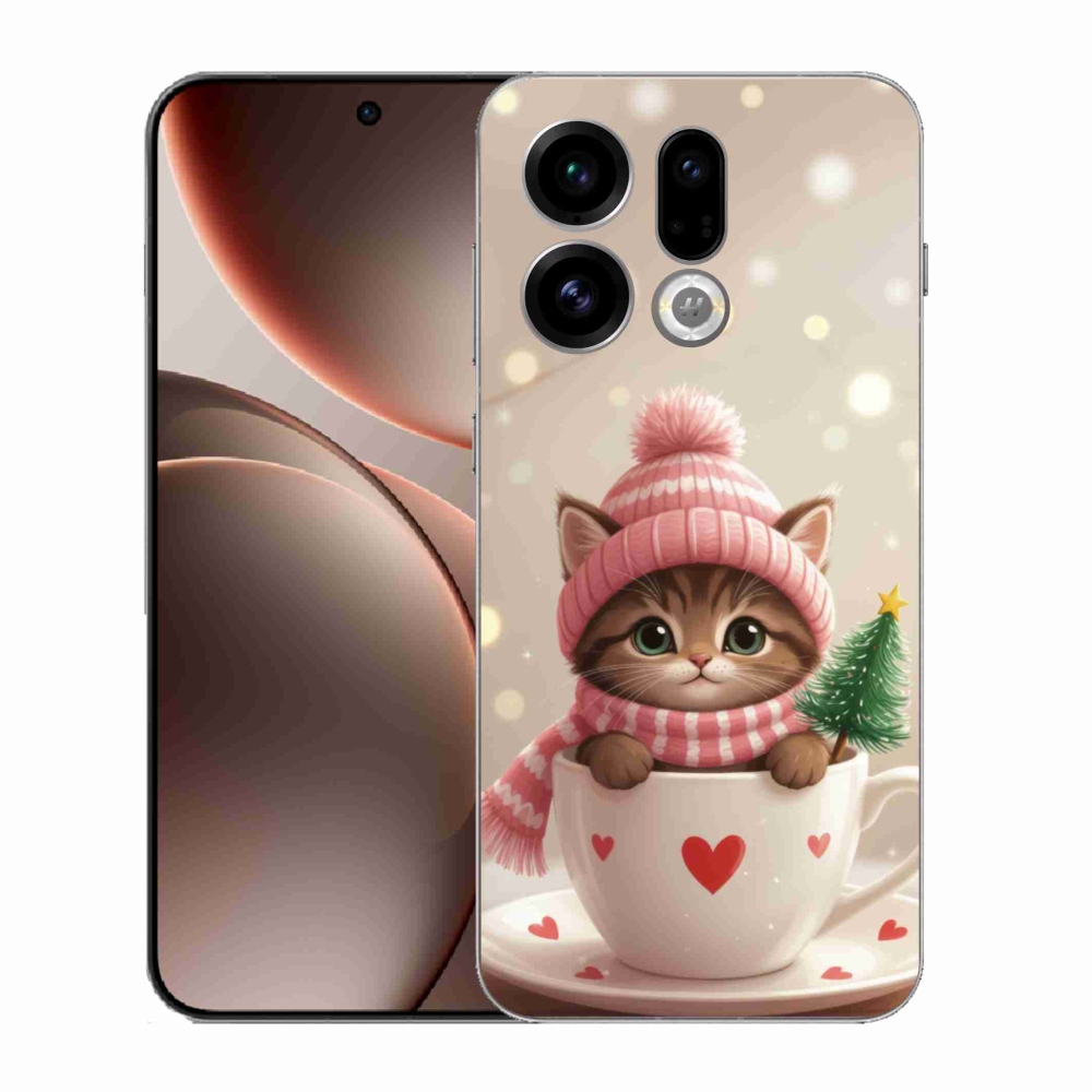 Gél borítás mmCase az Oppo Find X9-hez - Karácsonyi cica a csészében