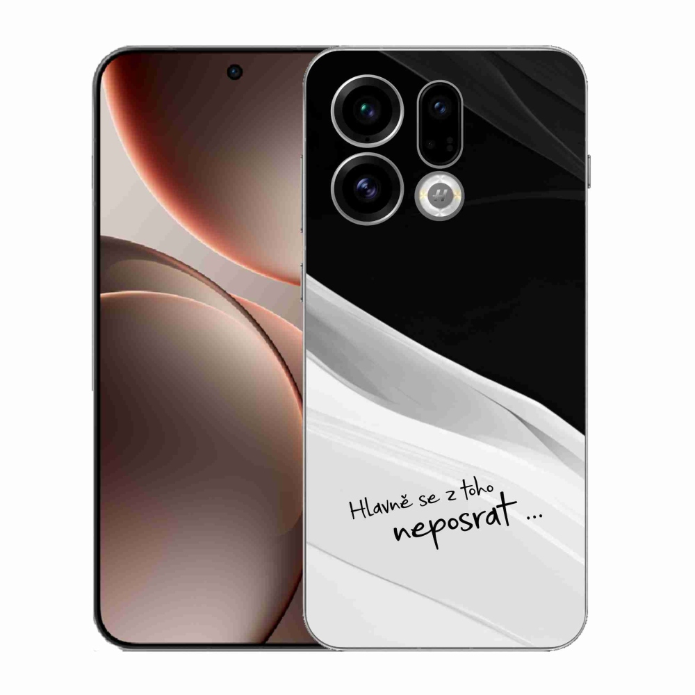 Gél borító mmCase az Oppo Find X9 számára - vicces szöveg 13 fehér és fekete háttérrel