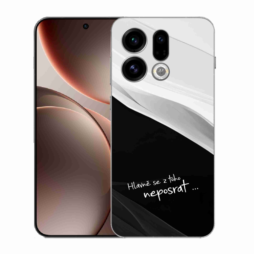 Gél borító mmCase az Oppo Find X9-hez - vicces szöveg 13 fekete és fehér háttérrel