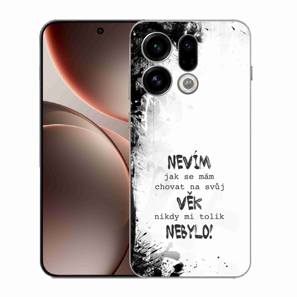 Gél borító mmCase az Oppo Find X9 készülékhez - vicces szöveg 14 fehér háttér