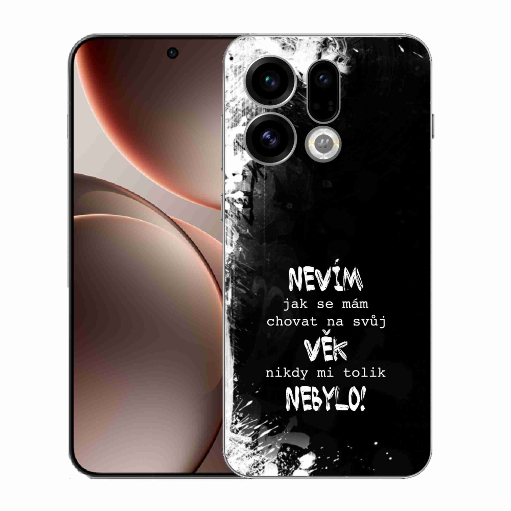 Gél borító mmCase az Oppo Find X9 készülékhez - vicces szöveg 14 fekete háttér