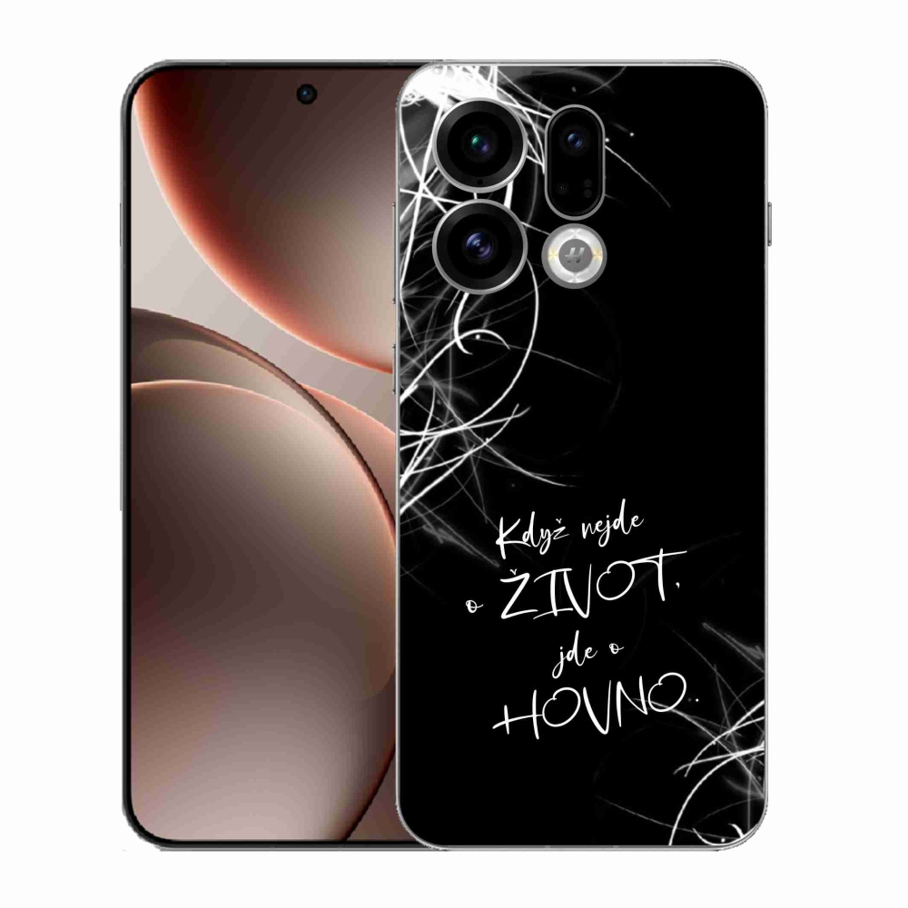 Gél borító mmCase az Oppo Find X9 készülékhez - vicces szöveg 16 fekete háttér