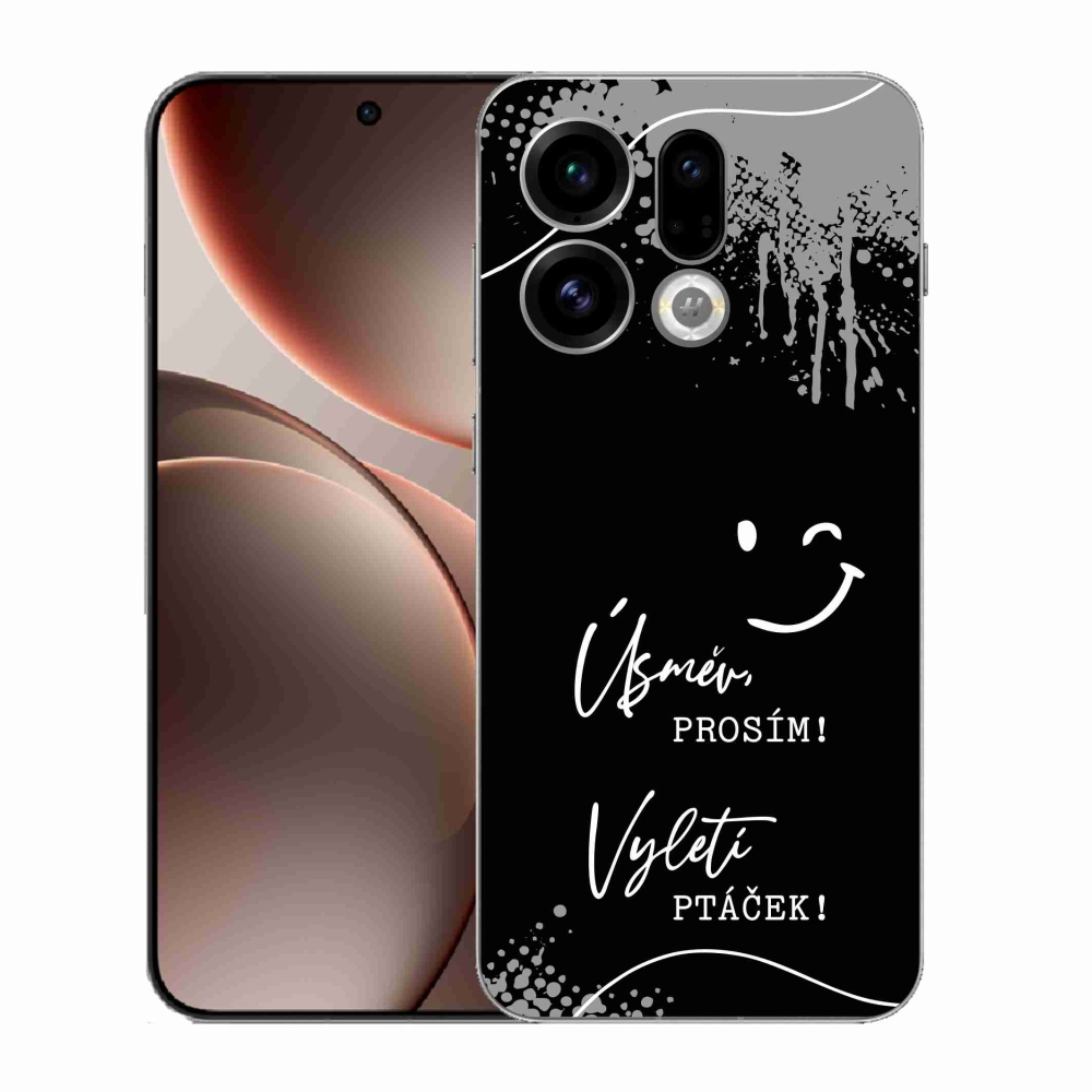 Gél borító mmCase az Oppo Find X9-hez - vicces szöveg 4 fekete háttérrel