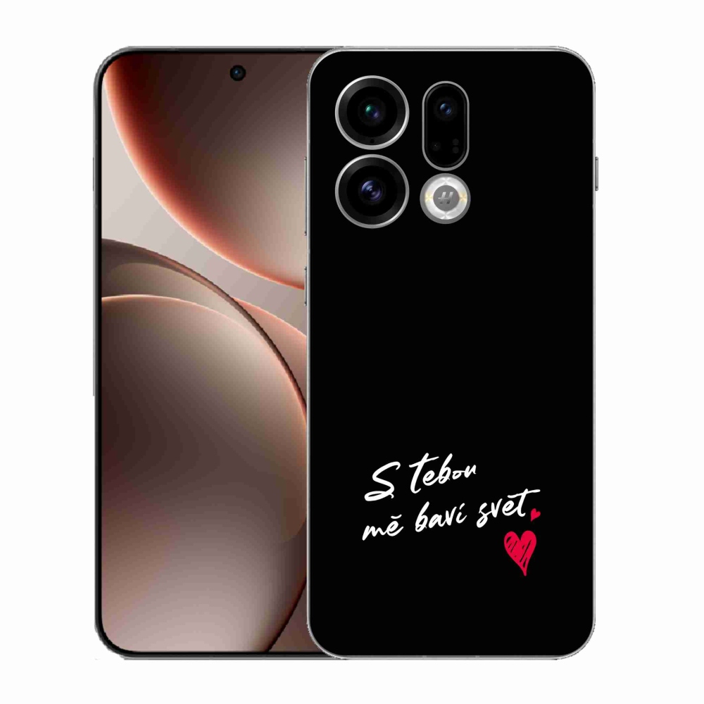 Gél borító mmCase az Oppo Find X9-hez - szerelmes szöveg 1 fekete háttér