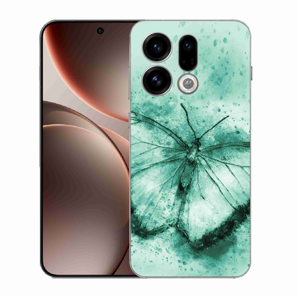 Gél borítás mmCase az Oppo Find X9-hez - zöld pillangó
