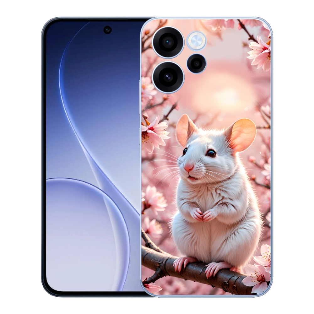 mmCase gél tok az Oppo Reno 15 FS 5G-hez – fehér egér egy ágon