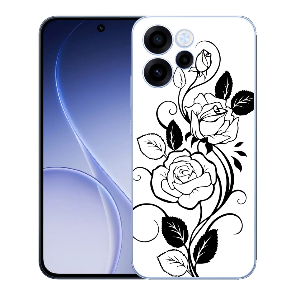 mmCase géltok az Oppo Reno 15 FS 5G-hez – fekete-fehér rózsa