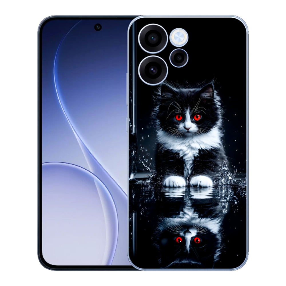 mmCase gél tok az Oppo Reno 15 FS 5G-hez – fekete-fehér cica