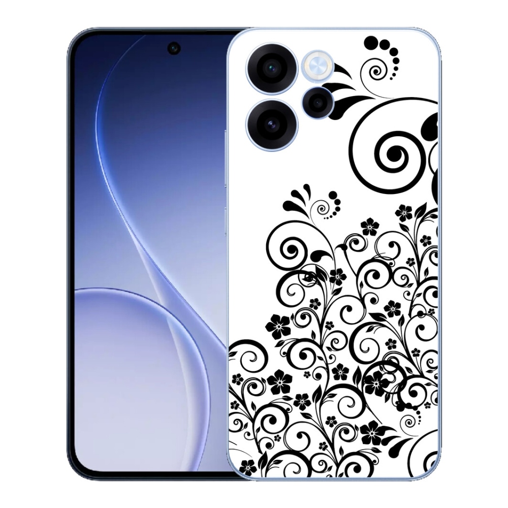 mmCase gél tok az Oppo Reno 15 FS 5G-hez – fekete-fehér virágminták