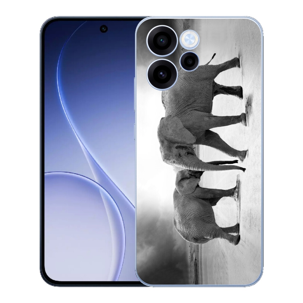 mmCase géltok az Oppo Reno 15 FS 5G-hez – fekete-fehér elefántok