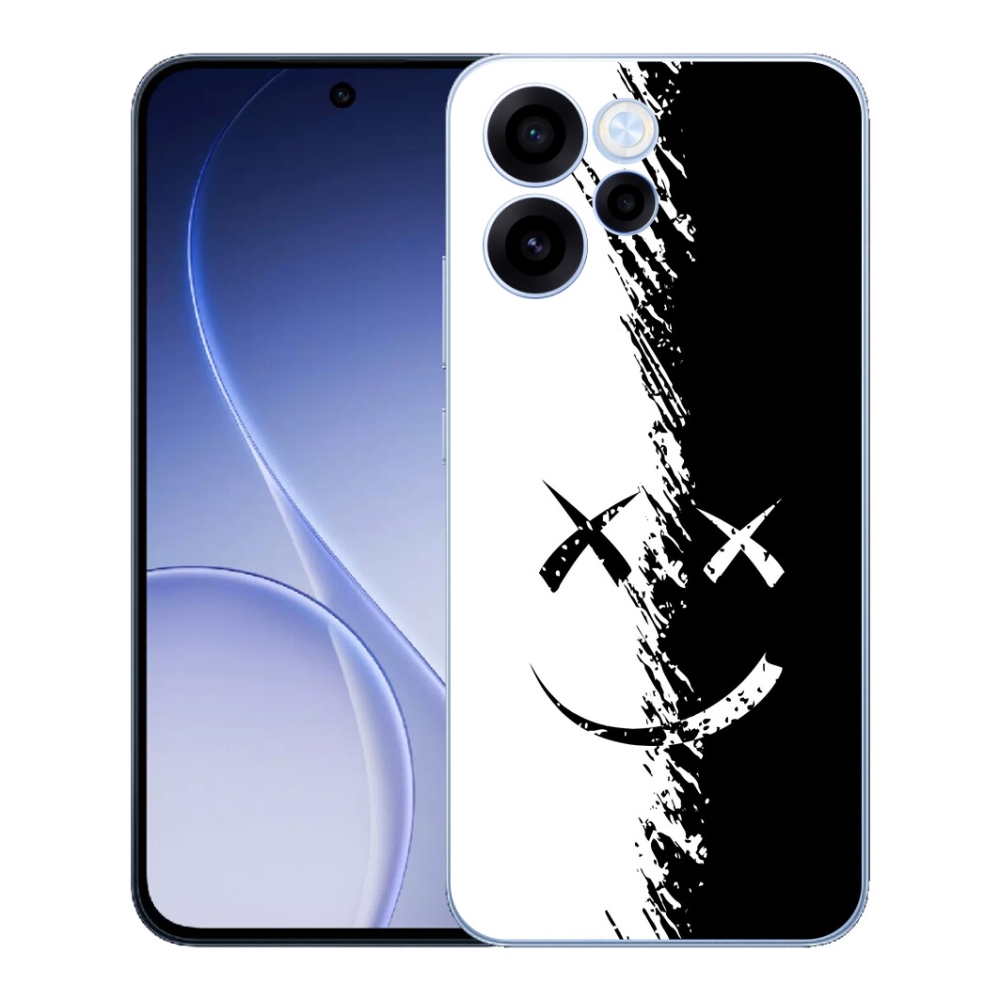 mmCase gél tok az Oppo Reno 15 FS 5G-hez – fekete-fehér mosolygós arc