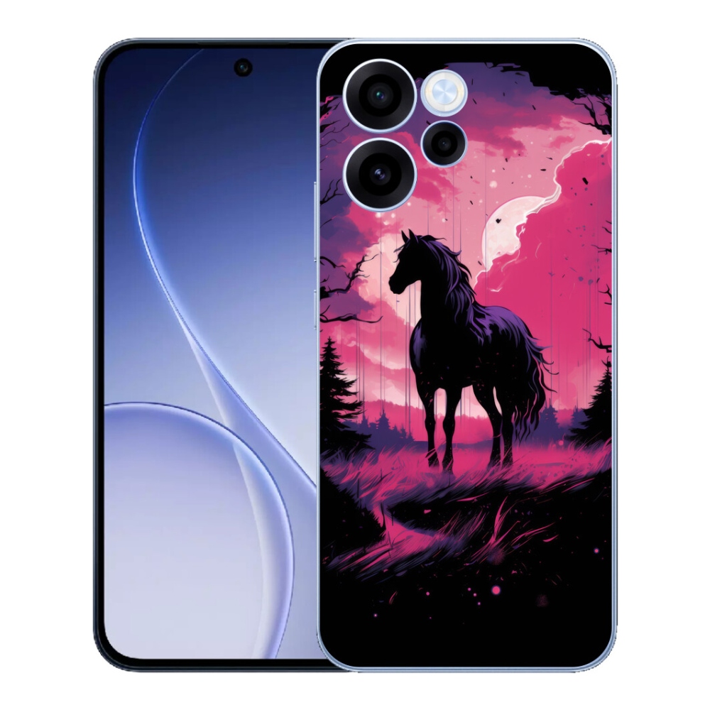 mmCase gél tok az Oppo Reno 15 FS 5G-hez – fekete rajzolt ló 1