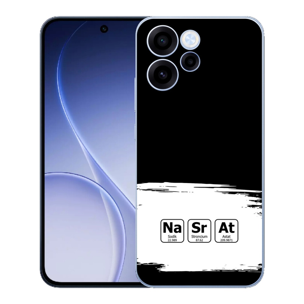 mmCase gélhuzat az Oppo Reno 15 FS 5G-hez – kémiai elemek fehér-fekete háttérrel