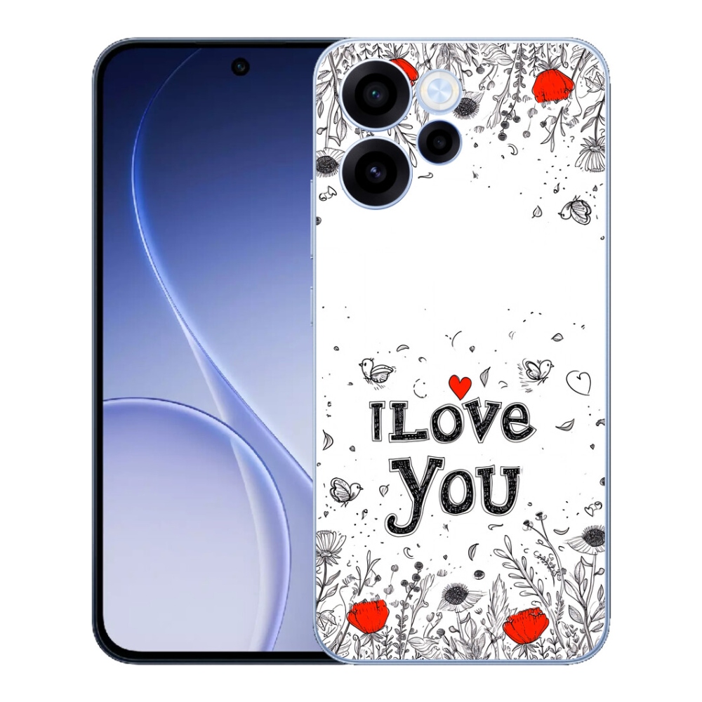 mmCase géltok az Oppo Reno 15 FS 5G-hez – „I love you” fehér háttérrel
