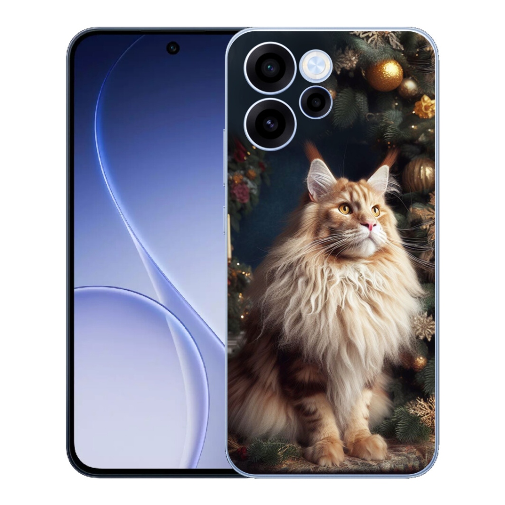 mmCase géltok az Oppo Reno 15 FS 5G-hez – macska a karácsonyfa mellett