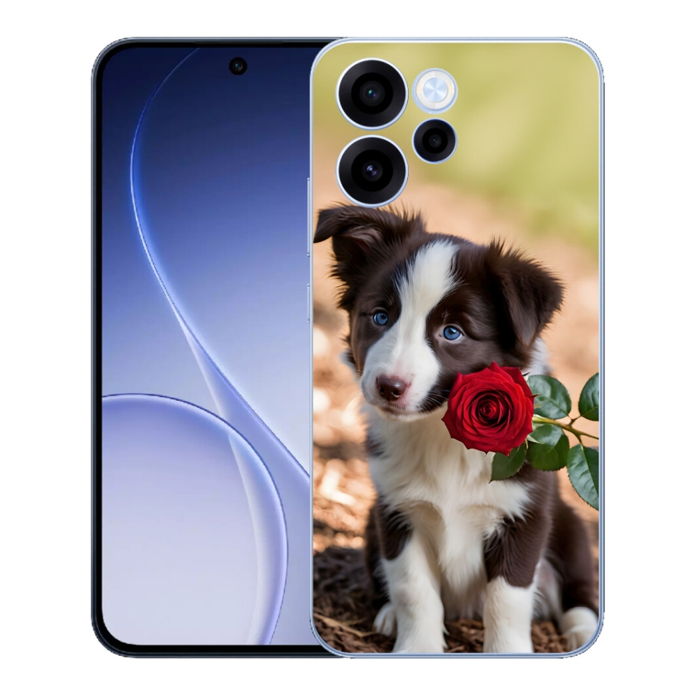 mmCase gél tok az Oppo Reno 15 FS 5G-hez – aranyos border collie rózsával
