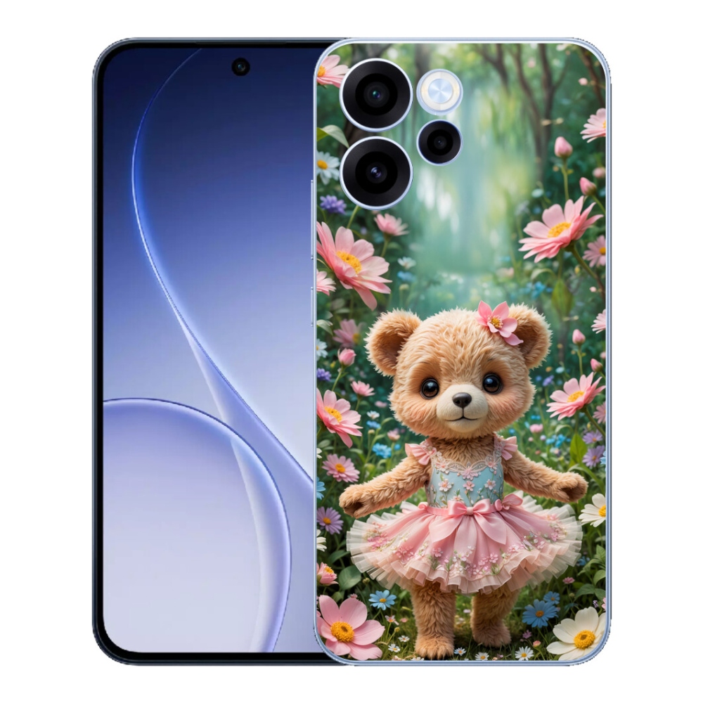 mmCase gél tok az Oppo Reno 15 FS 5G-hez – aranyos mackó virágok között