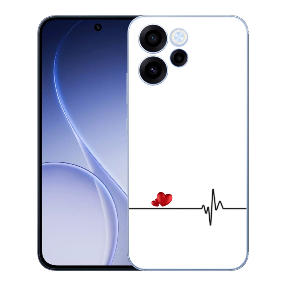 mmCase géltok az Oppo Reno 15 FS 5G-hez – szív és pulzus fehér háttérrel
