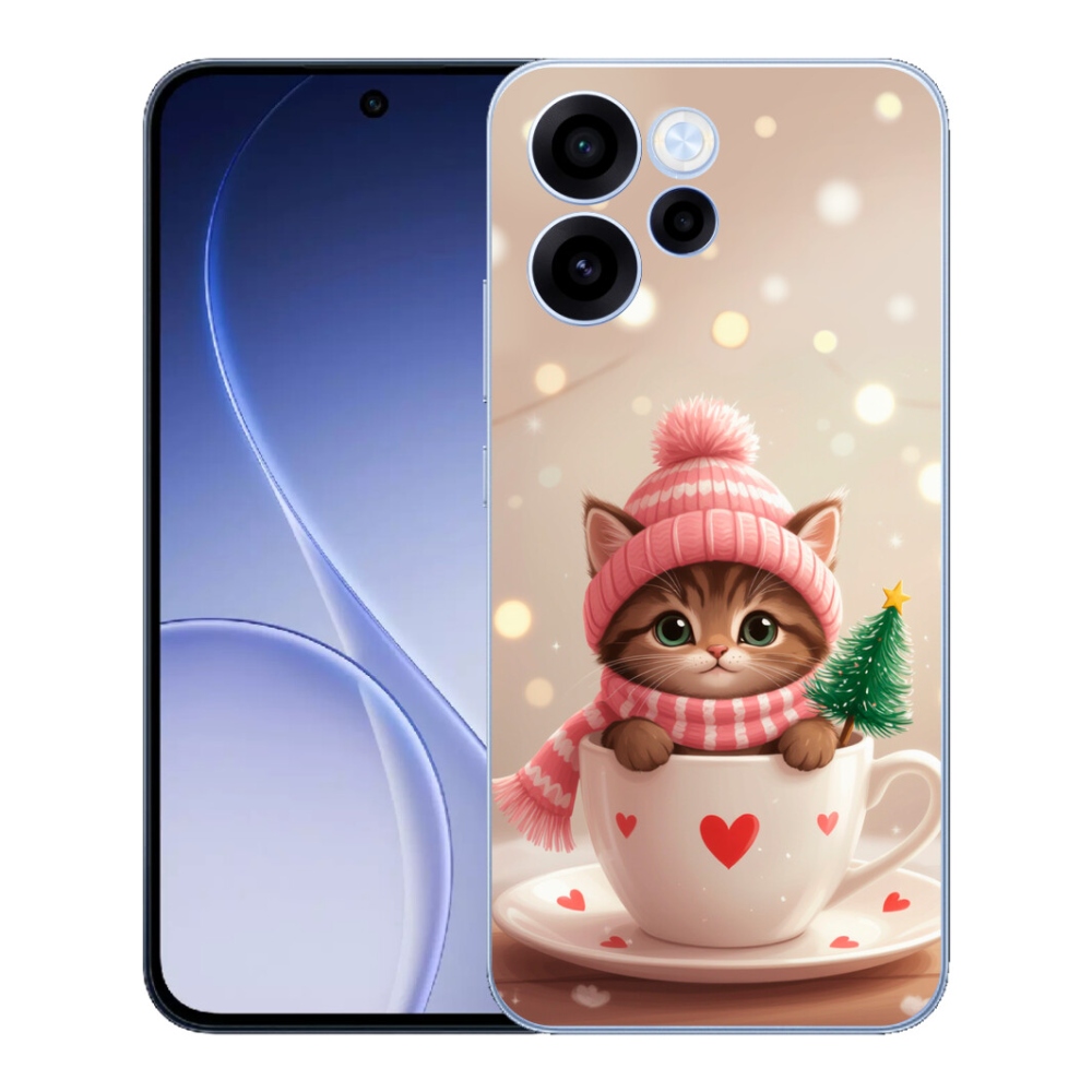 mmCase gél tok az Oppo Reno 15 FS 5G-hez – karácsonyi cica a csészében
