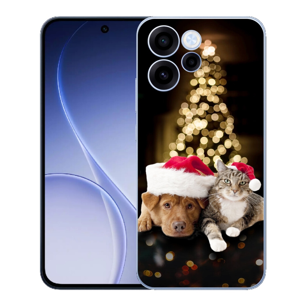 mmCase gél tok az Oppo Reno 15 FS 5G-hez – karácsonyi kutya és macska