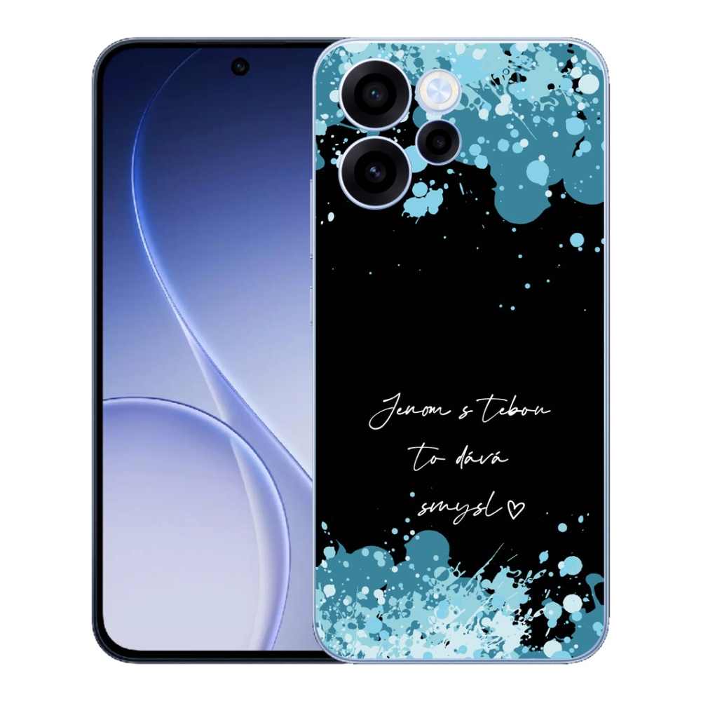 mmCase géltok az Oppo Reno 15 FS 5G-hez – szerelmes felirat fekete háttérrel