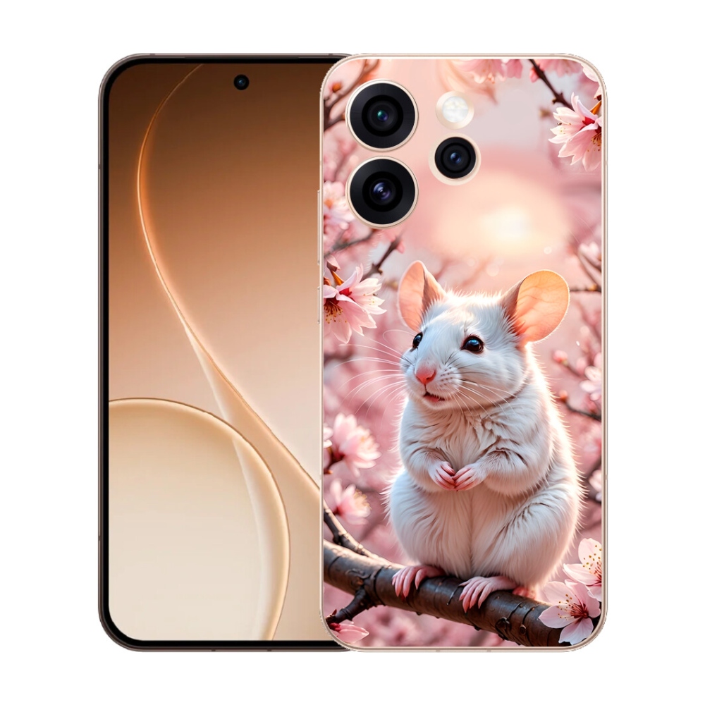 mmCase gél tok az Oppo Reno 15 Pro 5G-hez – fehér egér egy ágon