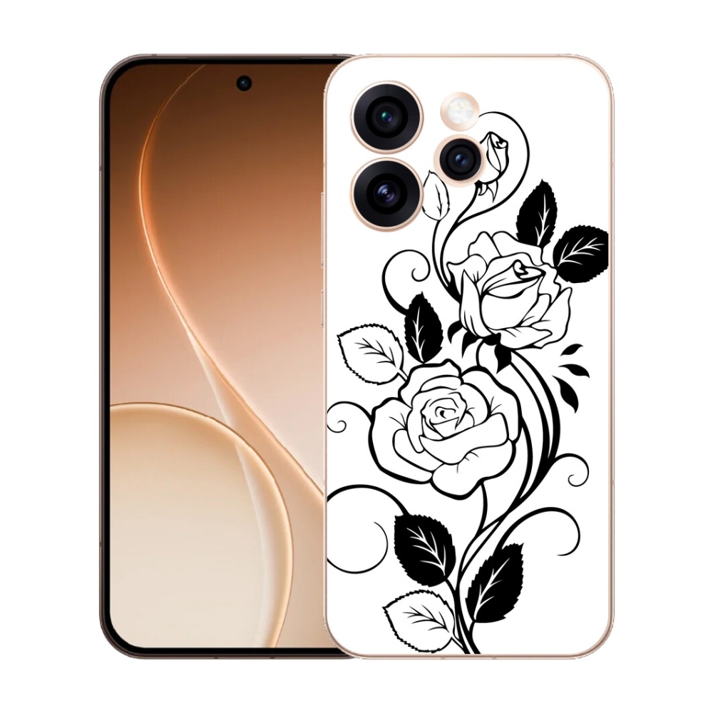 mmCase gél tok az Oppo Reno 15 Pro 5G-hez – fekete-fehér rózsa