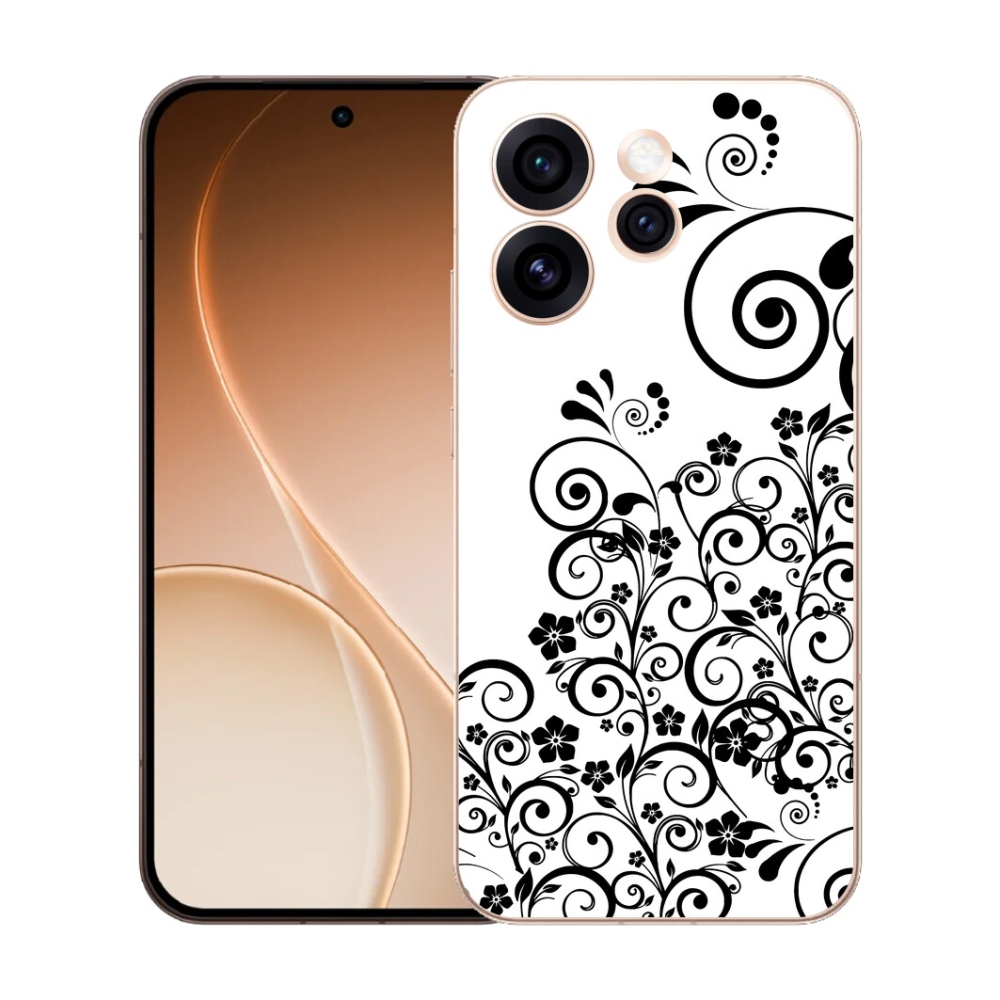 mmCase gél tok az Oppo Reno 15 Pro 5G-hez – fekete-fehér virágminták