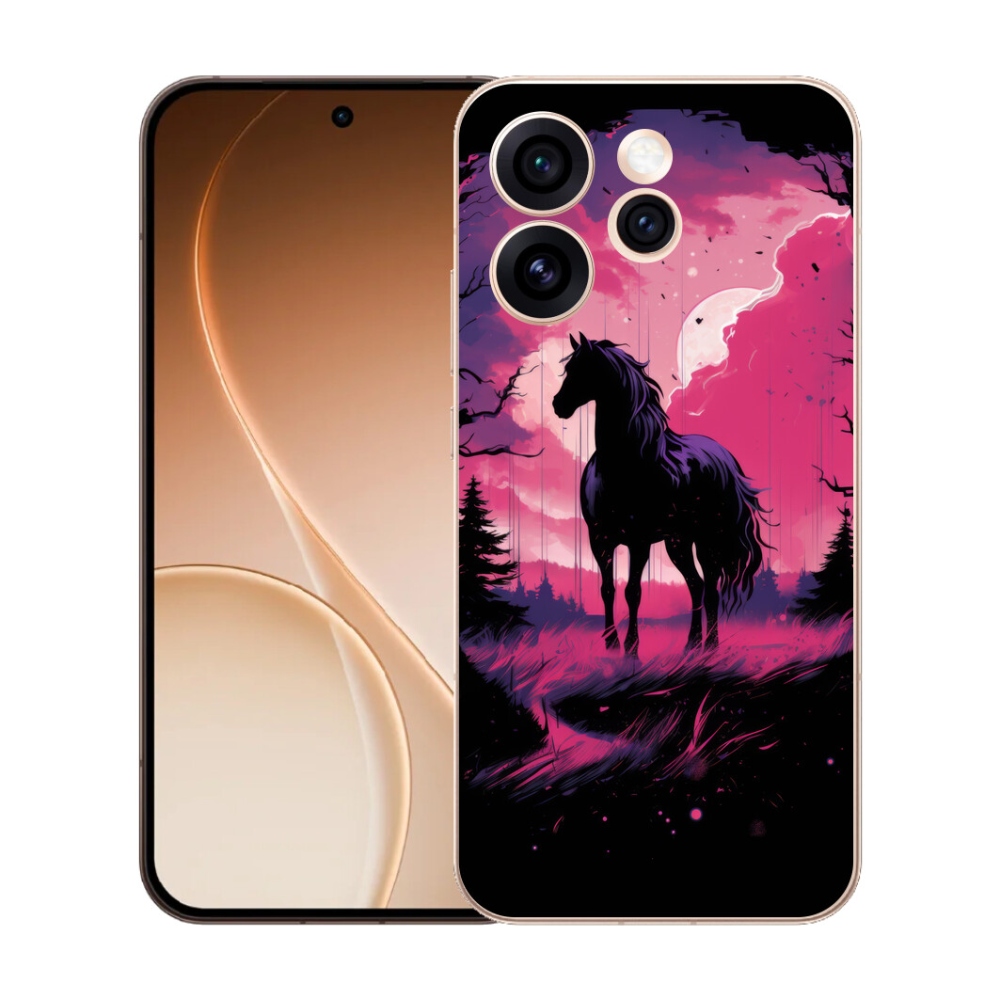 mmCase gél tok az Oppo Reno 15 Pro 5G-hez – fekete rajzolt ló 1