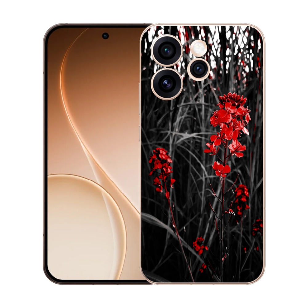 mmCase gél tok az Oppo Reno 15 Pro 5G-hez – vörös növényminta