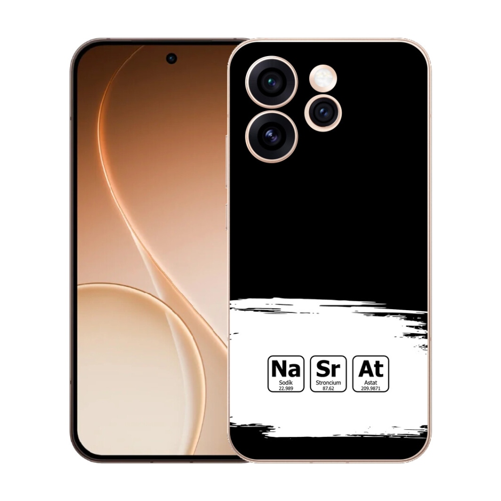 mmCase gél tok az Oppo Reno 15 Pro 5G-hez – kémiai elemek fehér-fekete háttérrel